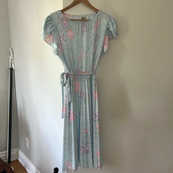Vintage 80s midi length floral dress fits size M/L (8-10) - Picture 1 of 2